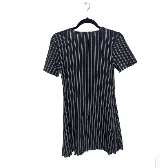 Vine and Valley Lettuce Hem Mini Dressed Black Striped Butterfly Embroidered M - Picture 2 of 5